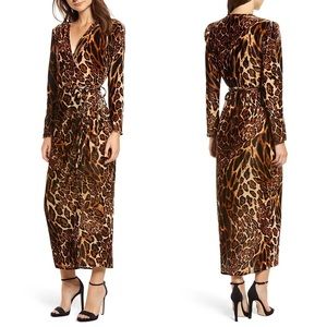 Wayf “Gwyneth” leopard print wrap dress
